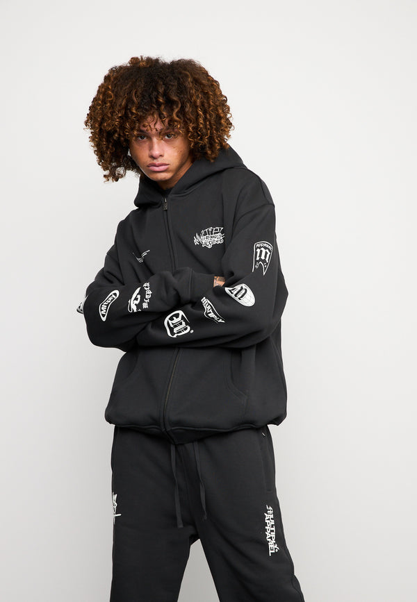 Multiply Spparel Oversize Zip Hoodie TRUTH Black Soda Washed Begrenzte Freigabe