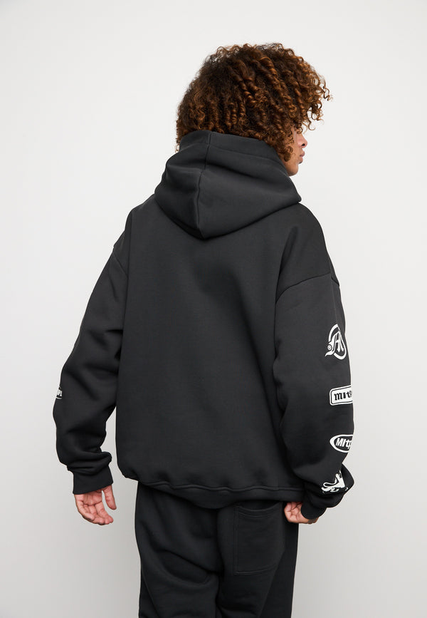 Multiply Spparel Oversize Zip Hoodie TRUTH Black Soda Washed Begrenzte Freigabe