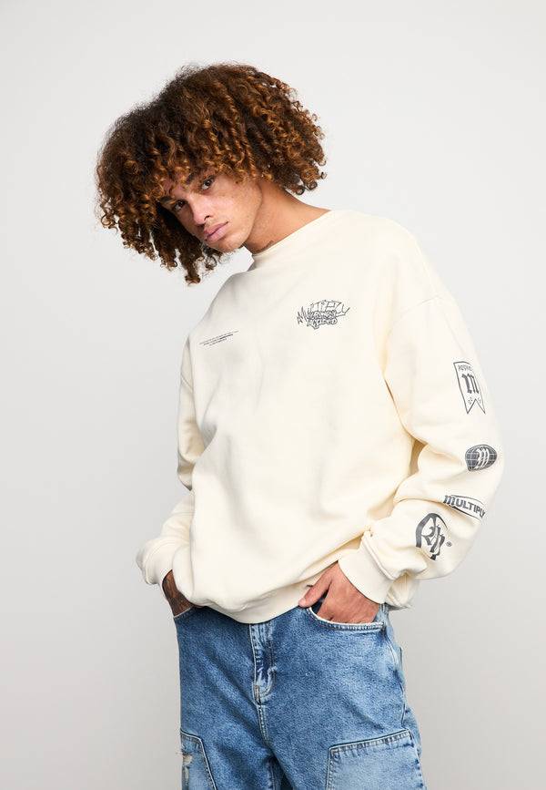 Multiply Spparel Oversize Sweatshirt TRUTH Egret Neueste Stile