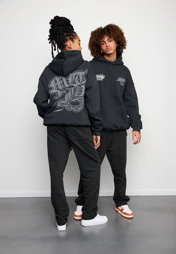 Multiply Spparel Oversize Hoodie FALSEHOOD Black Soda Washed Letzte 2 Tage
