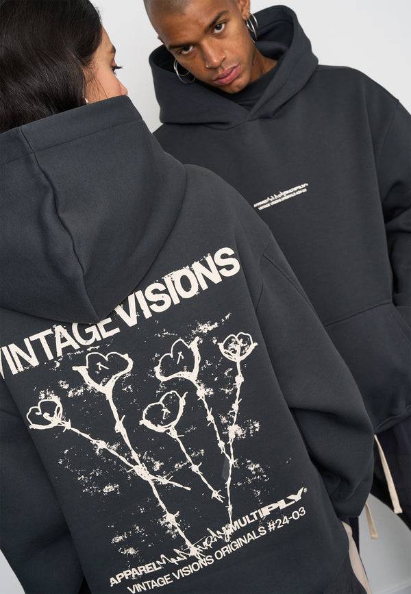 Multiply Spparel Oversize Hoodie V Visions Black Soda Washed Nur für heute