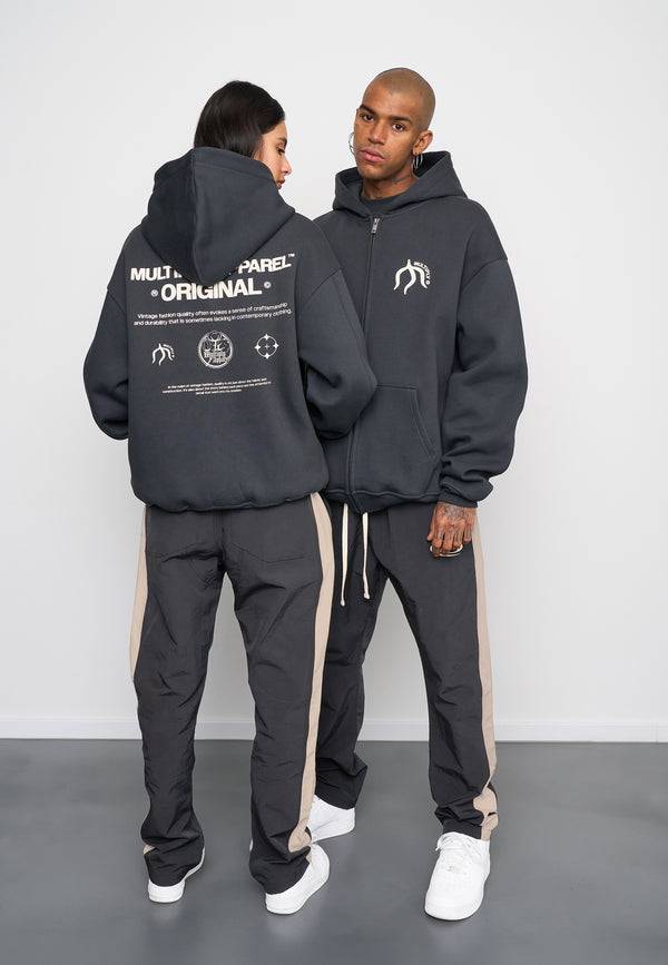 Multiply Spparel Oversize Zip Hoodie ORIGIN Black Soda Washed Vierteljährliche Förderung