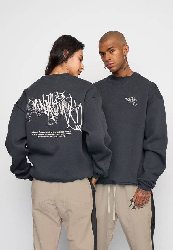Multiply Spparel Oversize Sweatshirt THORNES Black Soda Washed Discount Store für neue Produkte
