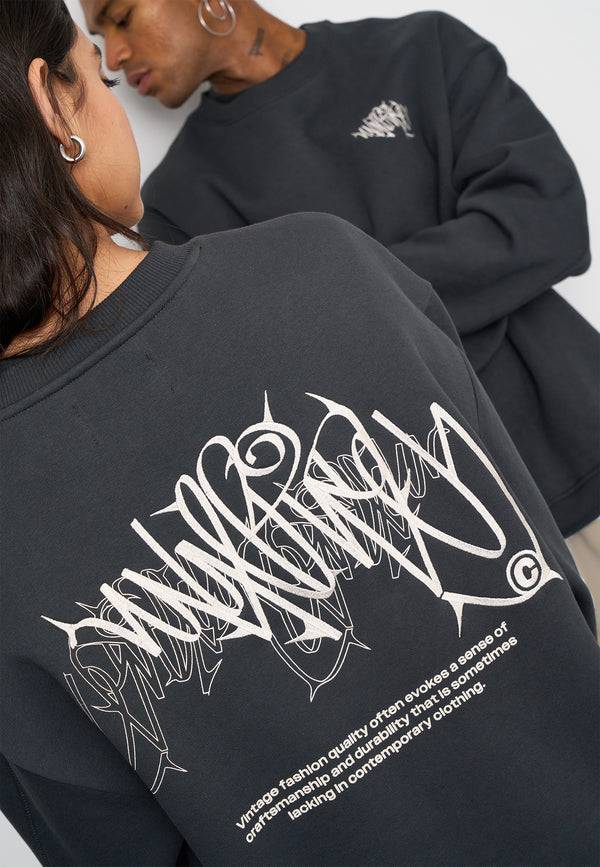 Multiply Spparel Oversize Sweatshirt THORNES Black Soda Washed Discount Store für neue Produkte
