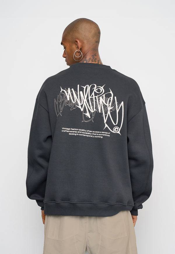 Multiply Spparel Oversize Sweatshirt THORNES Black Soda Washed Discount Store für neue Produkte