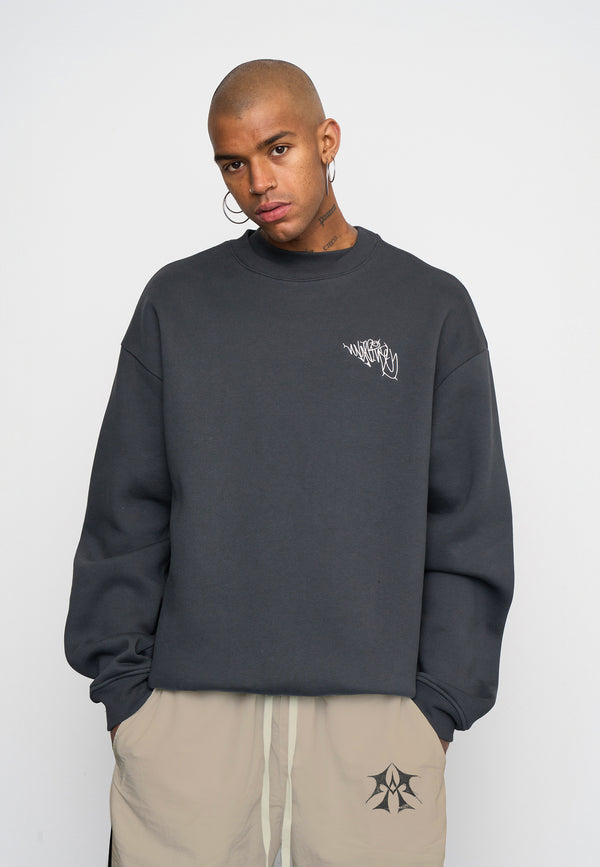 Multiply Spparel Oversize Sweatshirt THORNES Black Soda Washed Discount Store für neue Produkte