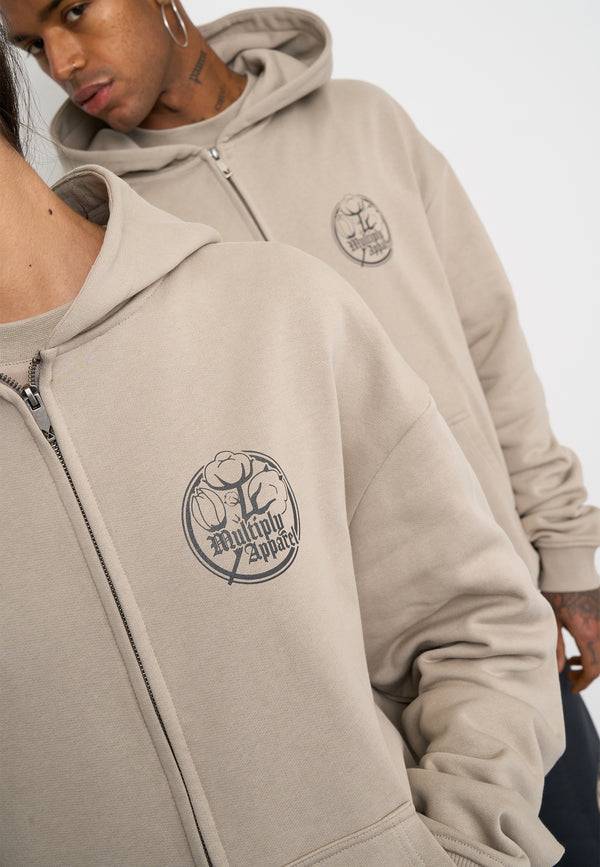 Multiply Spparel Oversize Zip Hoodie ANTIQUE Vintage Khaki Riesige Rabatte