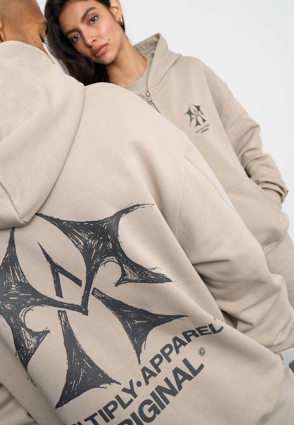 Multiply Spparel Oversize Zip Hoodie SKETCH Vintage Khaki 50% Rabatt mit kostenlosem Versand