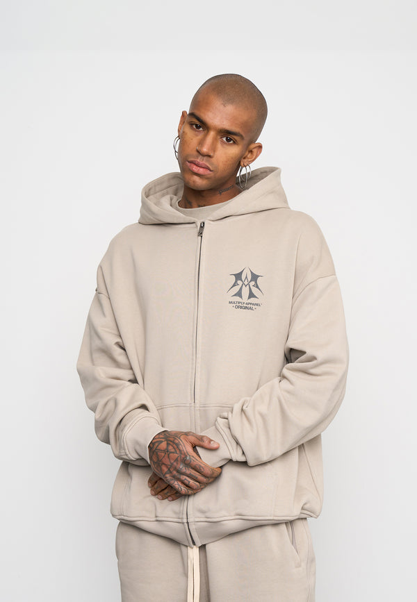 Multiply Spparel Oversize Zip Hoodie SKETCH Vintage Khaki 50% Rabatt mit kostenlosem Versand
