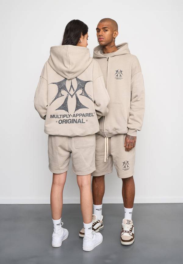 Multiply Spparel Oversize Zip Hoodie SKETCH Vintage Khaki 50% Rabatt mit kostenlosem Versand