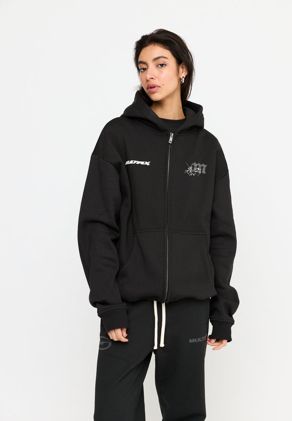 Multiply Spparel Oversize Zip Hoodie CUSTODY Black Soda Washed zollfrei