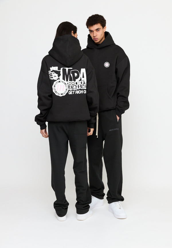 Multiply Spparel Oversize Hoodie SEPARATION Black Soda Washed 50% Rabatt für begrenzte Zeit