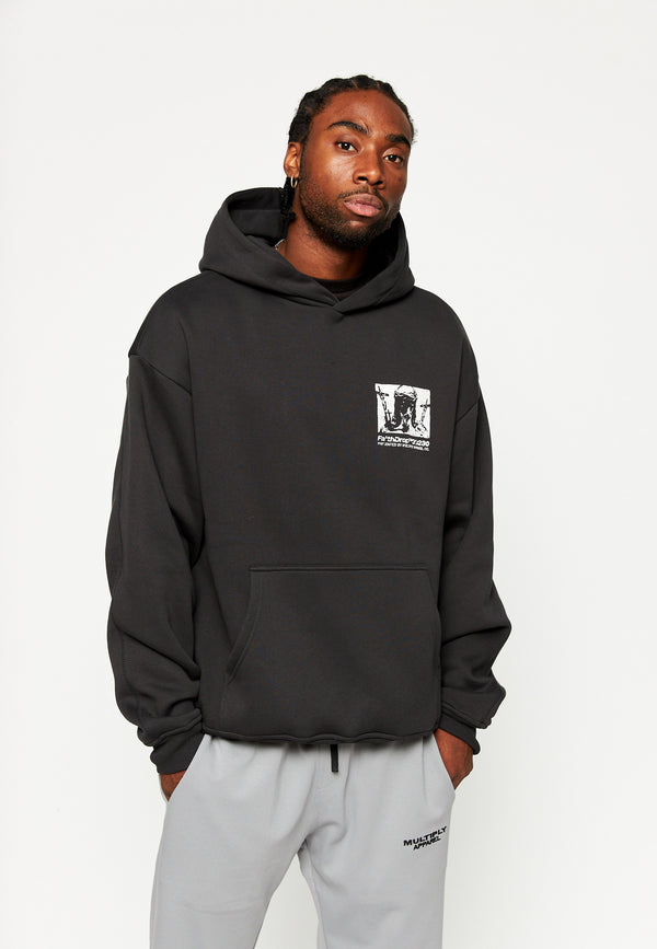 Multiply Spparel Oversize Hoodie HEAVY BURDEN Black soda Washed im Angebot