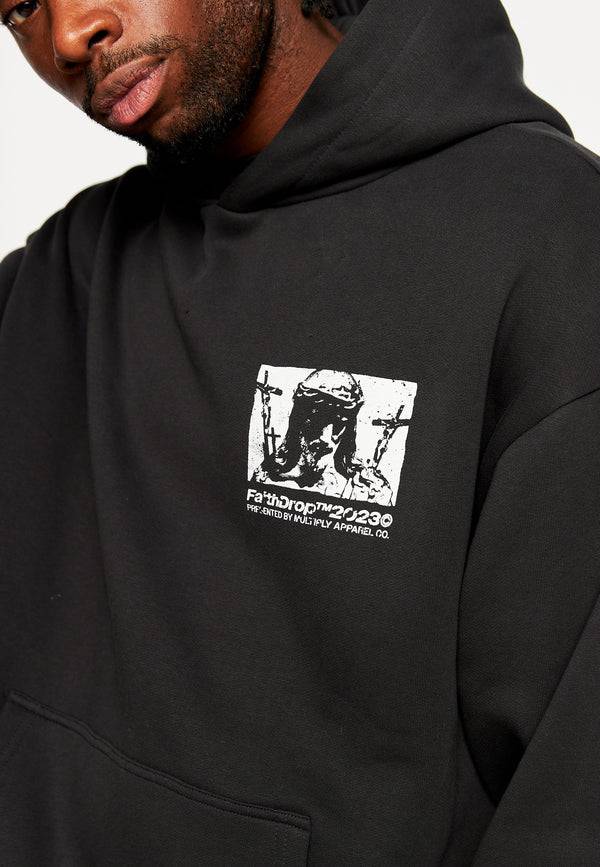 Multiply Spparel Oversize Hoodie HEAVY BURDEN Black soda Washed im Angebot