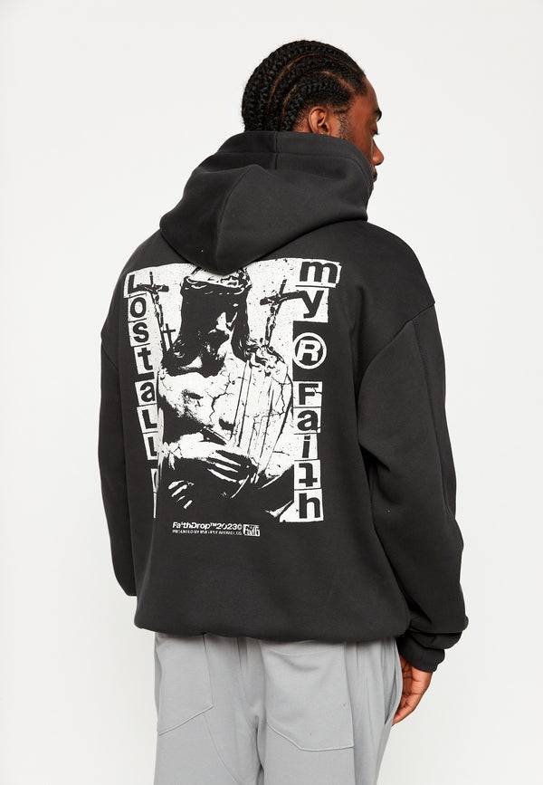 Multiply Spparel Oversize Hoodie HEAVY BURDEN Black soda Washed im Angebot