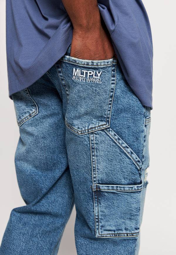 Multiply Spparel Multiply Denim CARPENTER DESTROYED Blue Grey Blitzverkäufe