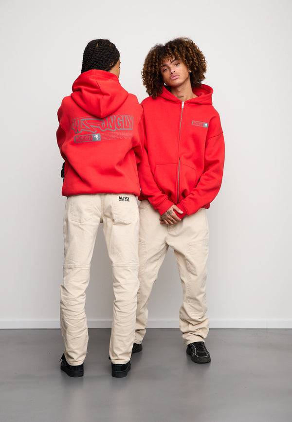 Multiply Spparel Oversize Zip Hoodie PAROLE Flame Scarlet Großer Ausverkauf