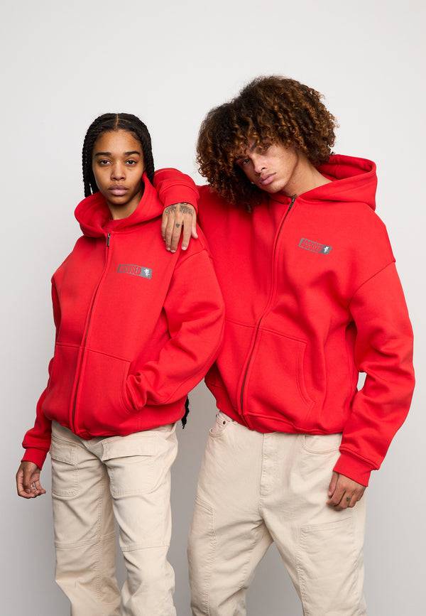 Multiply Spparel Oversize Zip Hoodie PAROLE Flame Scarlet Großer Ausverkauf