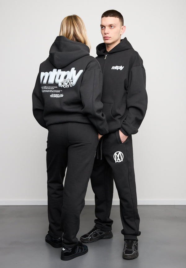 Multiply Spparel Oversize Zip Hoodie HEAT Black Soda Washed Saisonschlussverkauf