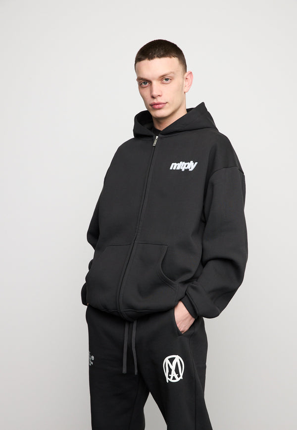 Multiply Spparel Oversize Zip Hoodie HEAT Black Soda Washed Saisonschlussverkauf
