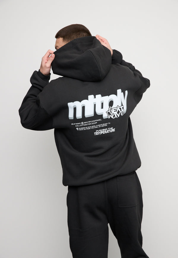 Multiply Spparel Oversize Zip Hoodie HEAT Black Soda Washed Saisonschlussverkauf