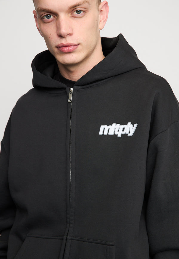 Multiply Spparel Oversize Zip Hoodie HEAT Black Soda Washed Saisonschlussverkauf