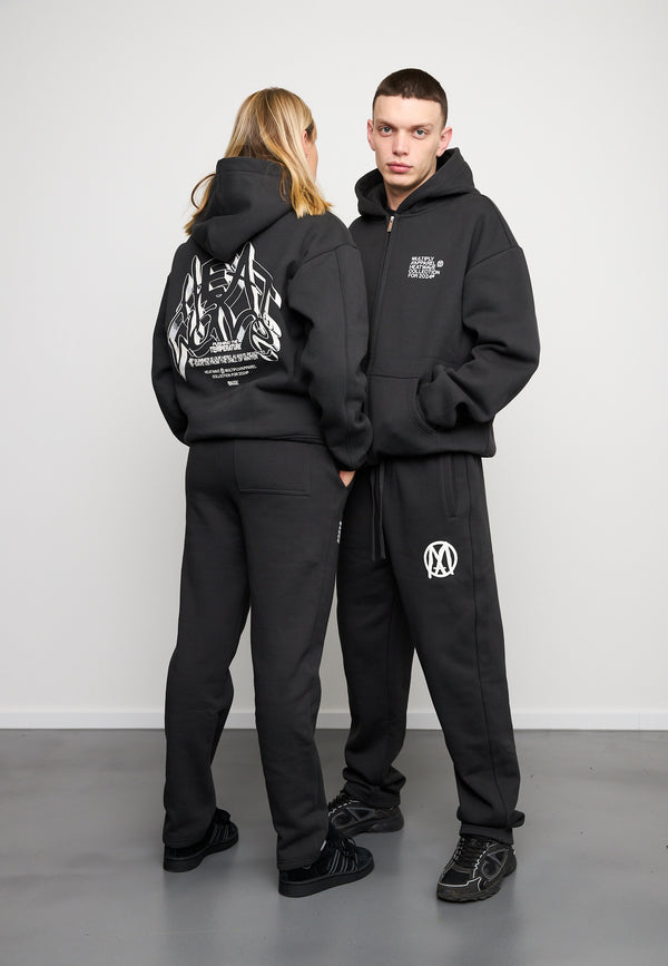 Multiply Spparel Oversize Zip Hoodie TEMPERATURE Black Soda Washed Black Friday
