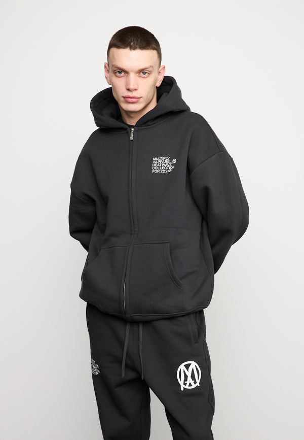 Multiply Spparel Oversize Zip Hoodie TEMPERATURE Black Soda Washed Black Friday