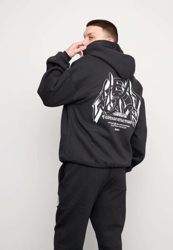 Multiply Spparel Oversize Zip Hoodie TEMPERATURE Black Soda Washed Black Friday