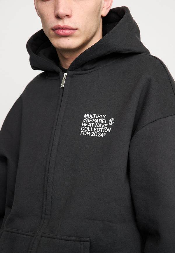 Multiply Spparel Oversize Zip Hoodie TEMPERATURE Black Soda Washed Black Friday