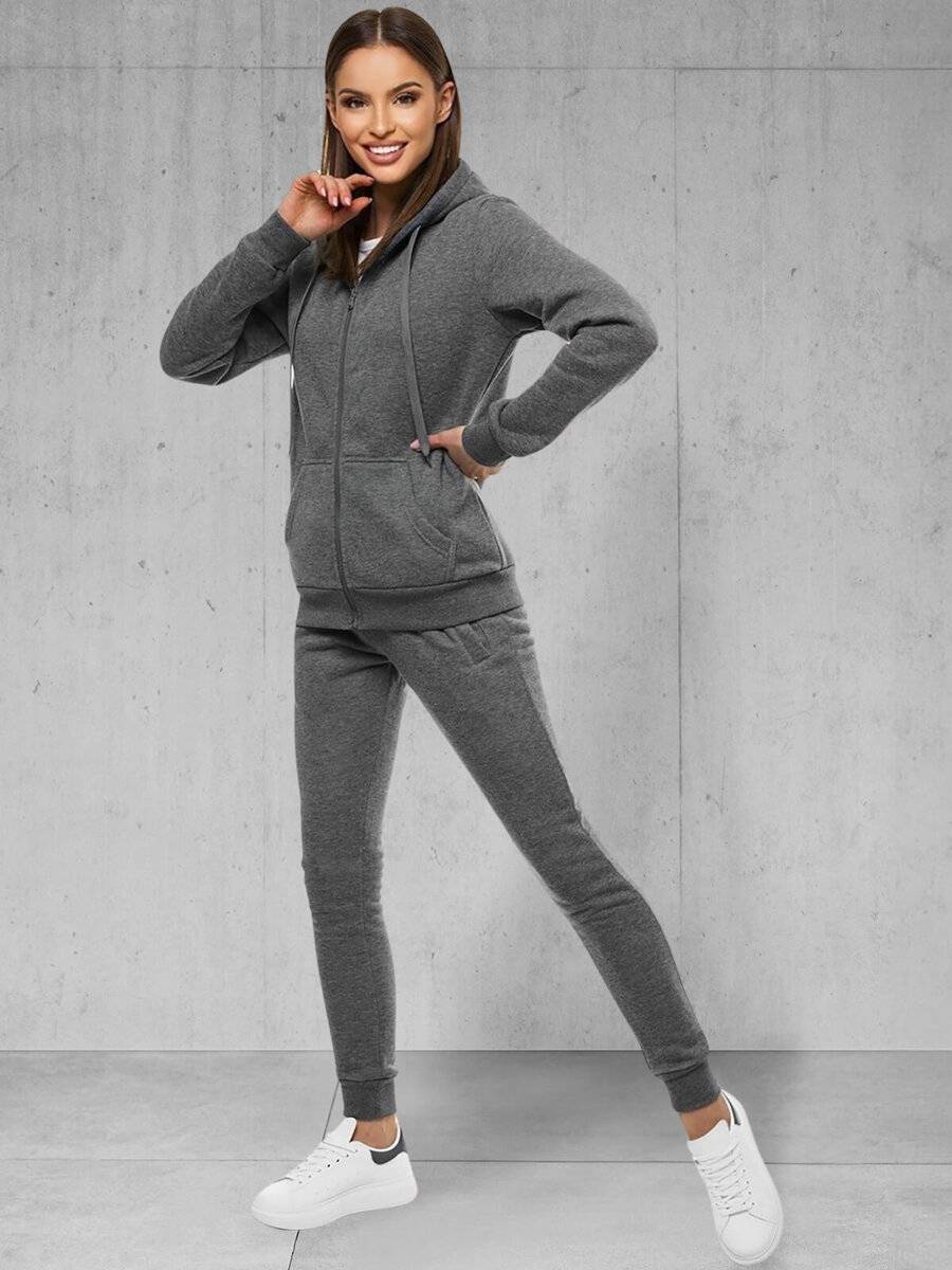 Ozonee Damen Trainingsanzug Dunkelgrau OZONEE 48 Vierteljährliche Förderung