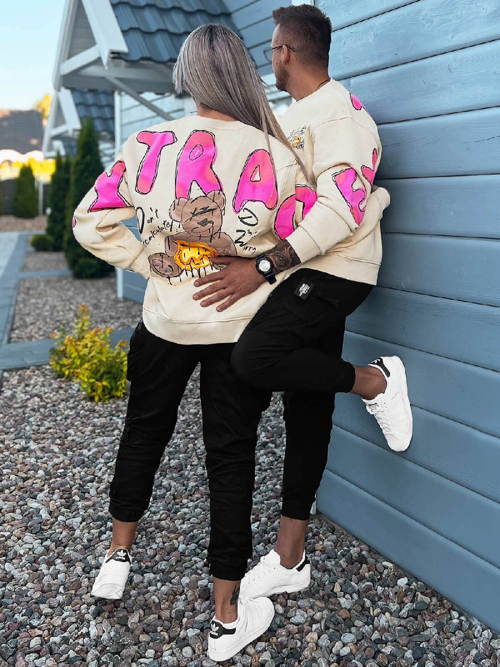 Ozonee Sweatshirts für Paare 17 Beige Im Verkauf