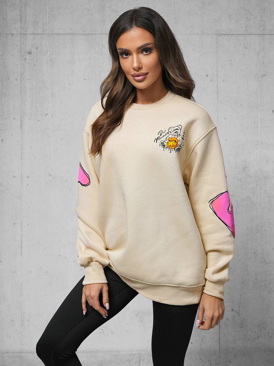 Ozonee Sweatshirts für Paare 17 Beige Im Verkauf