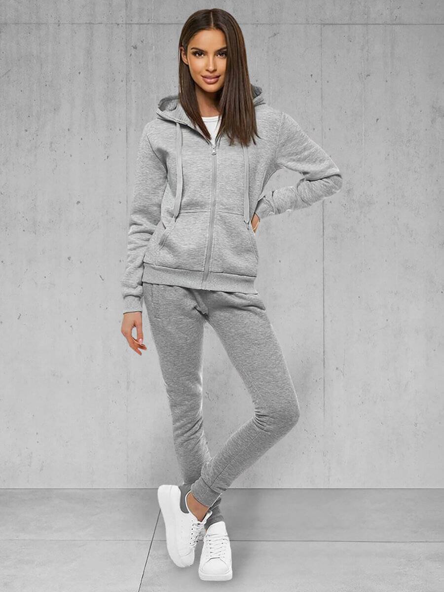 Ozonee Zweiteiliges Trainingsanzug-Set Grau OZONEE JS/CKW03 Neueste Mode