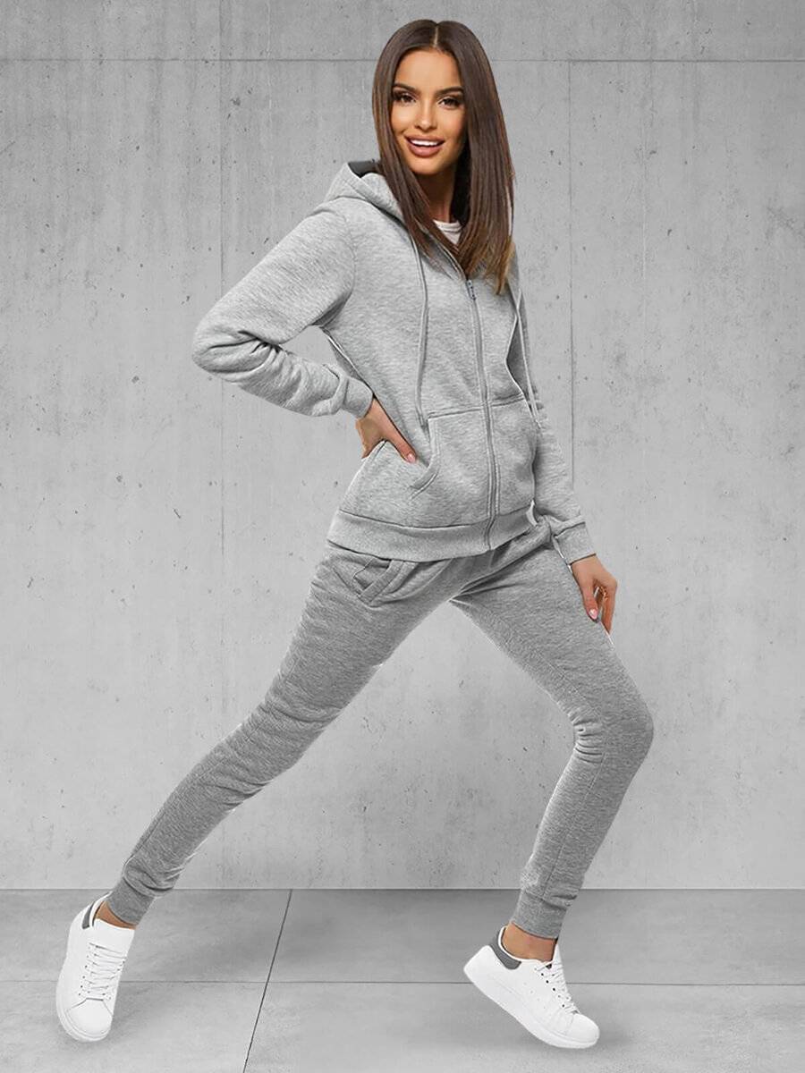 Ozonee Zweiteiliges Trainingsanzug-Set Grau OZONEE JS/CKW03 Neueste Mode