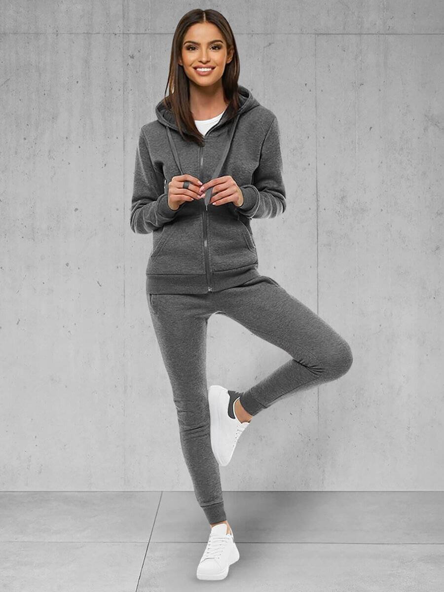 Ozonee Zweiteiliges Trainingsanzug-Set Anthrazit OZONEE JS/CKW03 Online Outlet