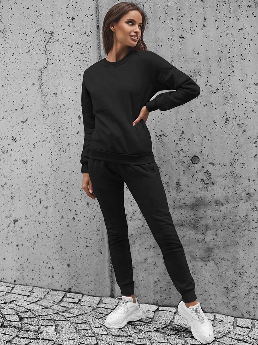 Ozonee Zweiteiliges Trainingsanzug-Set Schwarz OZONEE JS/CKW01 Zeitlich begrenztes Angebot