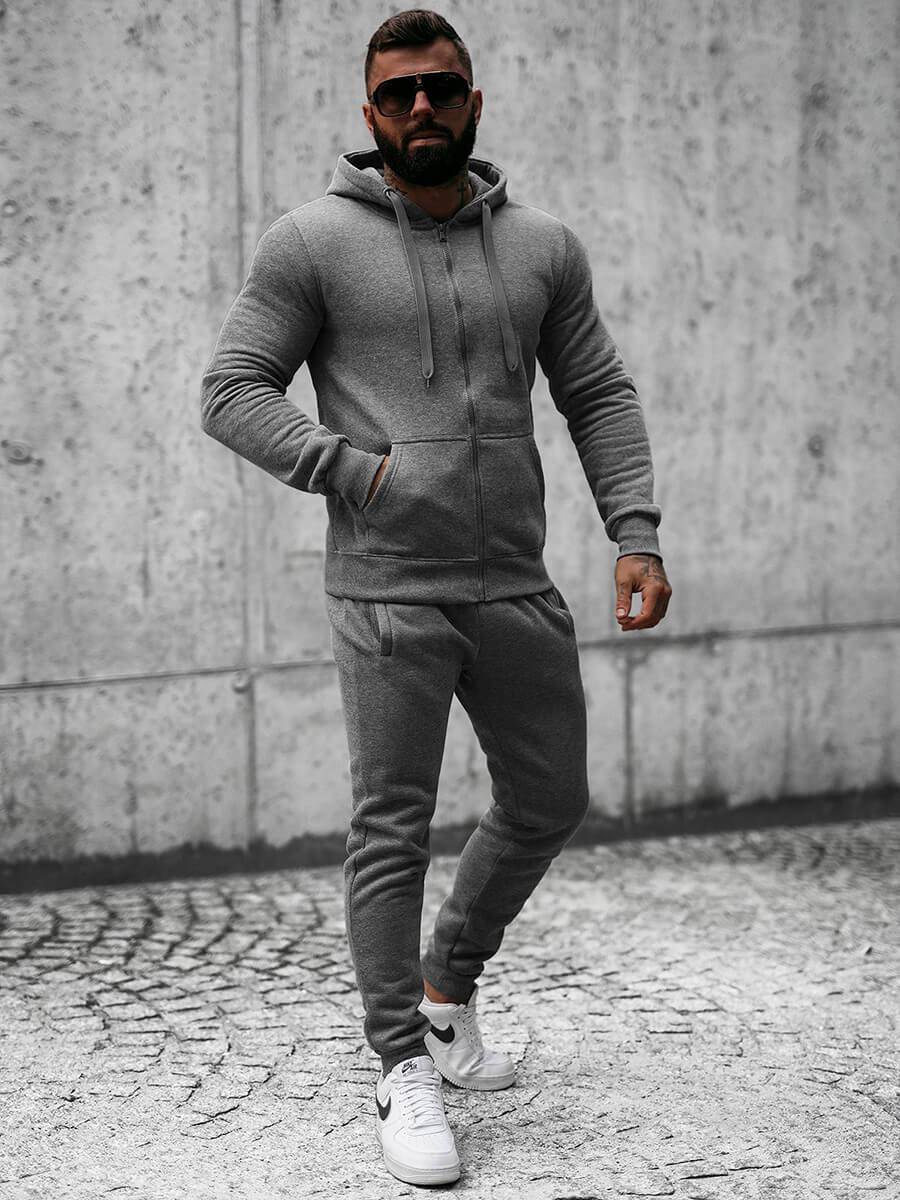 Ozonee Herren Sportanzug Anthrazit OZONEE JS/XW2008 Kauf eins, bekomm eins gratis