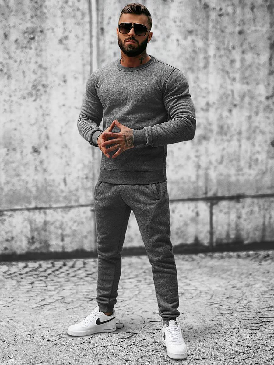 Ozonee Herren Sportanzug Anthrazit OZONEE JS/XW2001 Riesige Ersparnisse