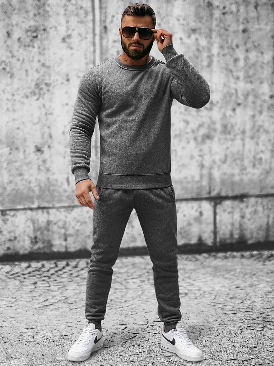 Ozonee Herren Sportanzug Anthrazit OZONEE JS/XW2001 Riesige Ersparnisse