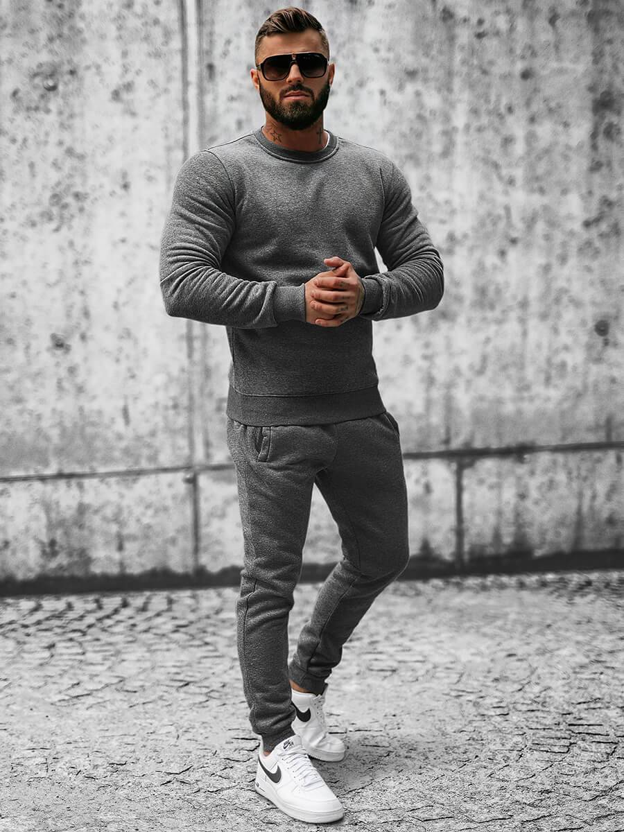 Ozonee Herren Sportanzug Anthrazit OZONEE JS/XW2001 Riesige Ersparnisse