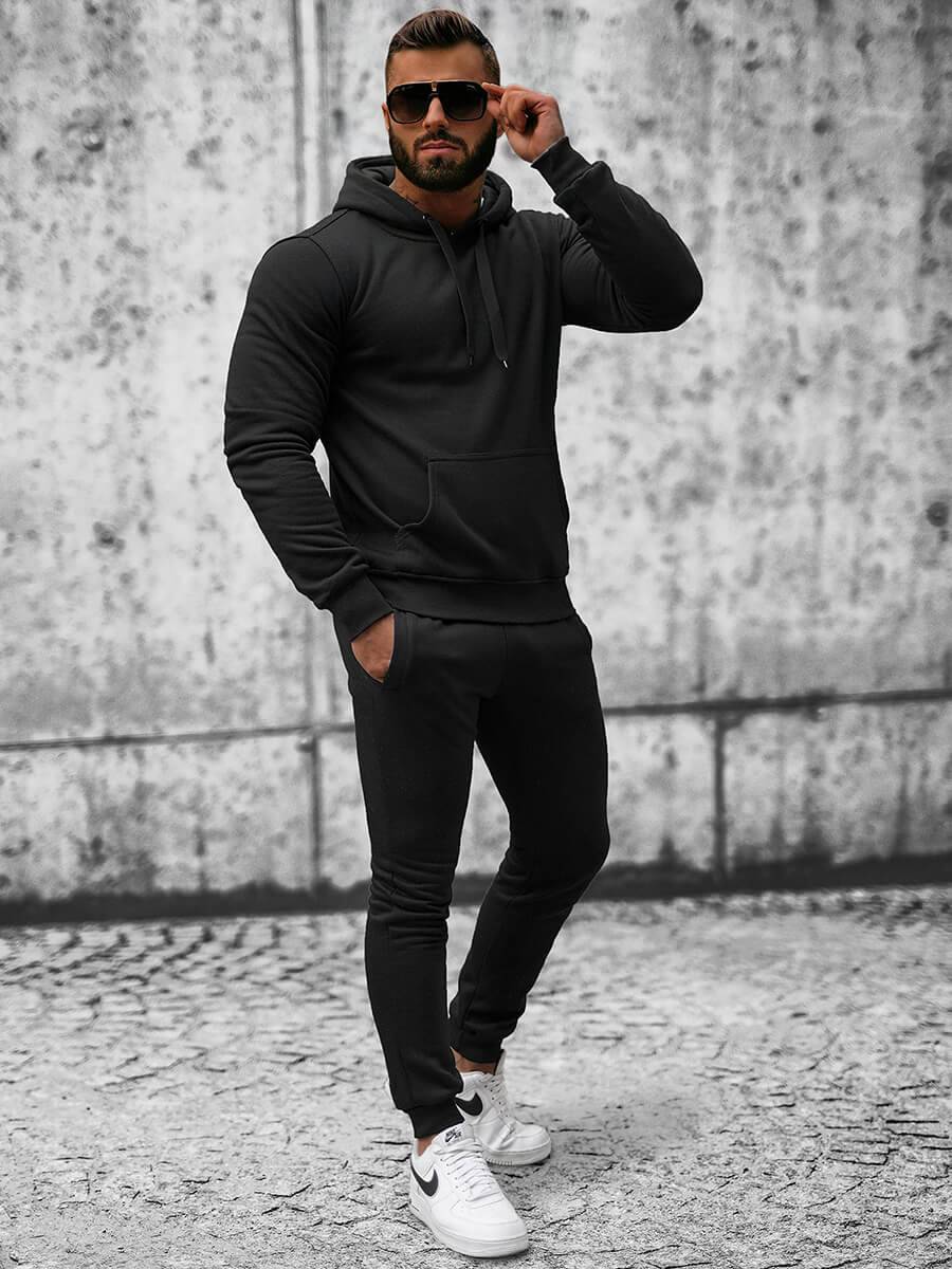 Ozonee Herren Sportanzug Schwarz OZONEE JS/XW2009 VIP-Rabatte