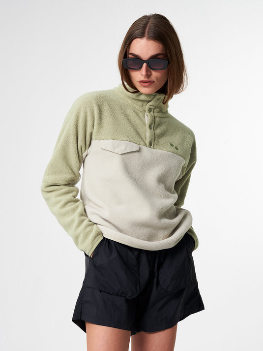 Pinqponq Fleece Pullover - Tune Olive (Unisex) Super Rabatt