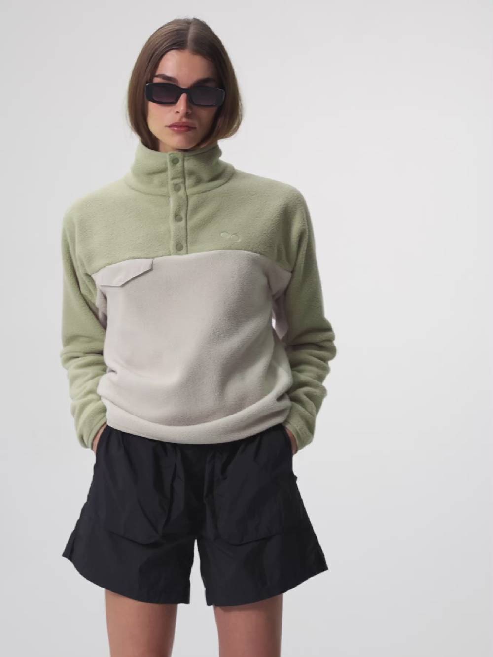 Pinqponq Fleece Pullover - Tune Olive (Unisex) Super Rabatt