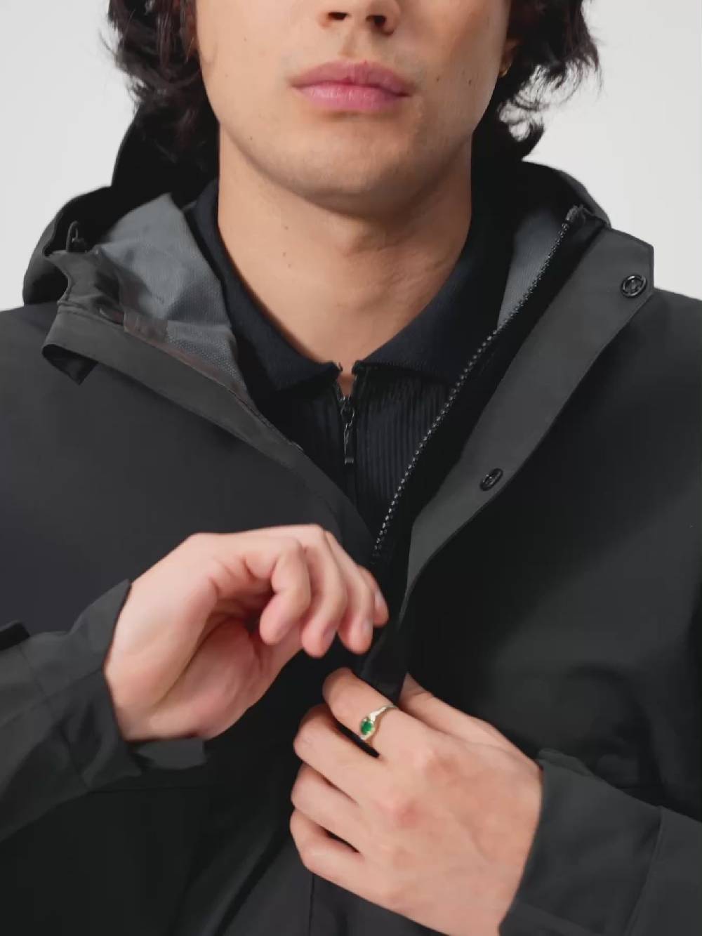 Pinqponq Aestech Rain Parka - Peat Black (Unisex) Tiefpreis