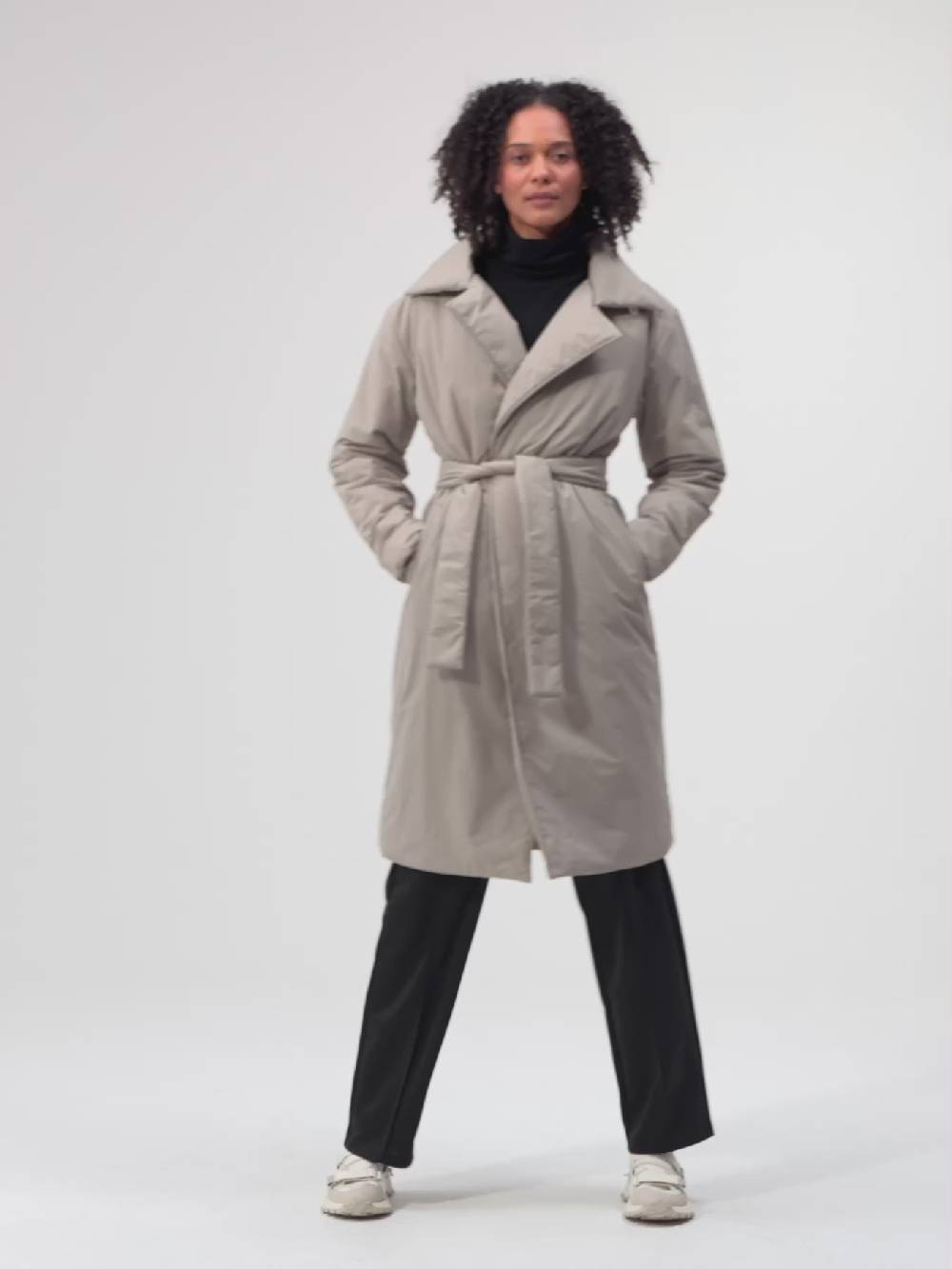 Pinqponq Padded Trench Coat - Cement Taupe (Unisex) Zeitbegrenzte Promotion