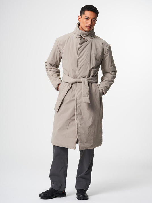 Pinqponq Padded Trench Coat - Cement Taupe (Unisex) Zeitbegrenzte Promotion