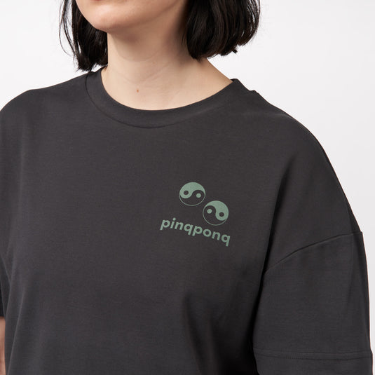 Pinqponq T-Shirt - Peat Black Yin Yang (Unisex) Sonderangebot der Fabrik