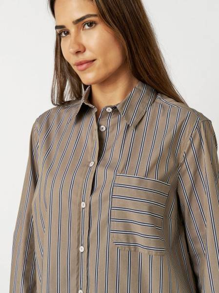 TONI Fashion Style »Alma« taupe/blue Gestreifte Hemdbluse Zeitbegrenzte Promotion