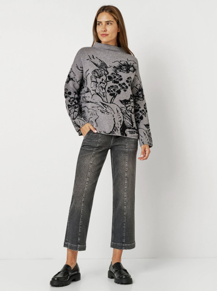 TONI Fashion Style »Gitta« grey/black Feinstrickpulli mit Blumenmuster Vierteljährliche Förderung